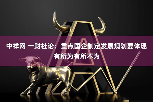 中祥网 一财社论：重点国企制定发展规划要体现有所为有所不为