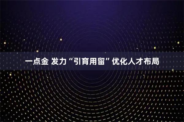 一点金 发力“引育用留”优化人才布局