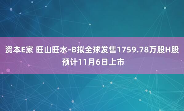 资本E家 旺山旺水-B拟全球发售1759.78万股H股 预计11月6日上市