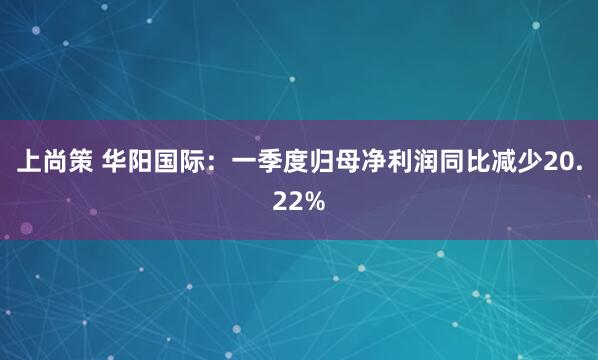 上尚策 华阳国际：一季度归母净利润同比减少20.22%